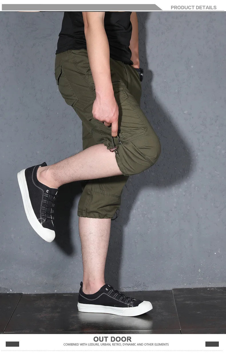 MRMT 2026 Brand Mens Capri Pants with Multiple Pockets Cargo Pants Casual Middle-aged Men Shorts Pant for Male Man Cropped Pants