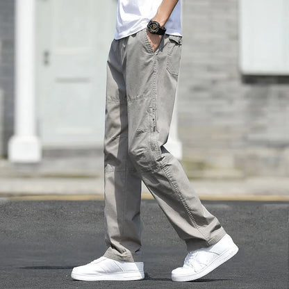 Cotton Cargo Trousers Men Work Pants Sports Casual Jogging Training High Quality Overalls Korean Plus Size Loose Straight Pants