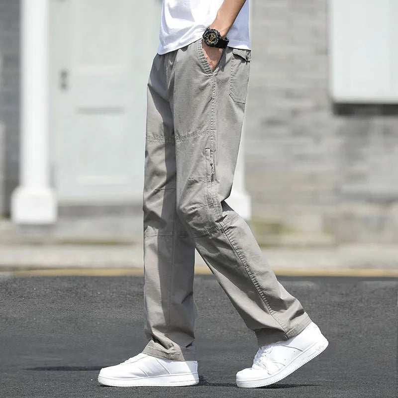 Men's Cargo Pants Loose Straight Pants Plus Size Clothing Work Wear Korean Japanese Joggers Homme Sports Cotton Casual Trousers