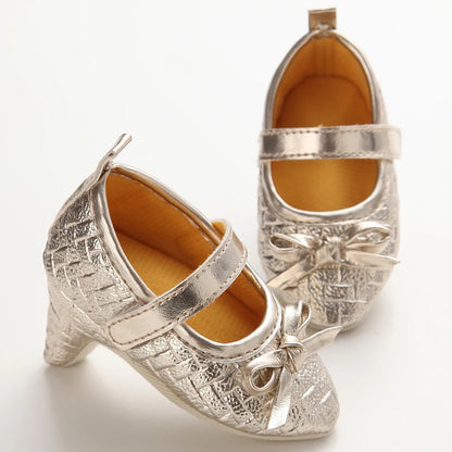 2022 New Infant Newborn Baby Girl High Heels Shoes Princess Bow First Birthday Party Shoes Photo Props Shoes 0-12M