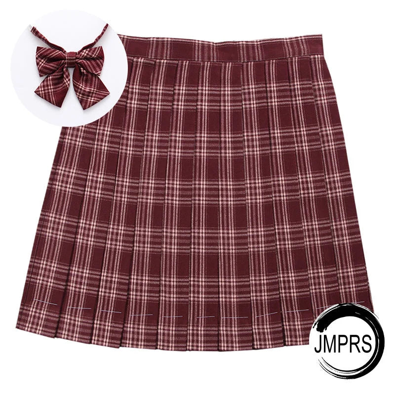 JMPRS Plaid Women Pleated Skirt Bow Knot Summer High Waist Preppy Girls Dance Mini Skirt Cute A Line Harajuku Sexy Japan Faldas