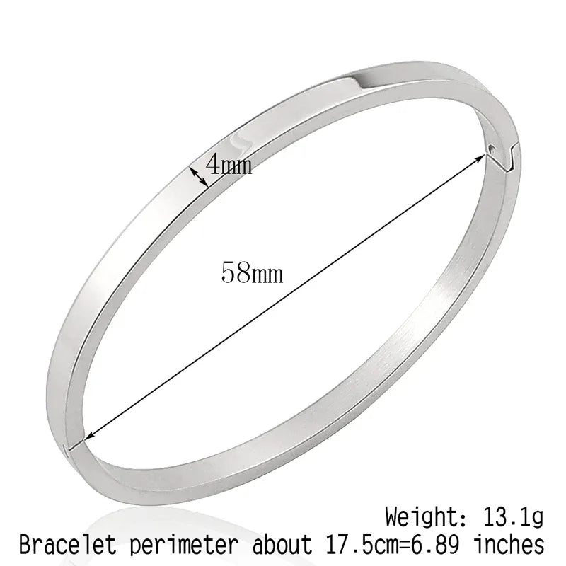 Hot Fashion Stainless Steel Jewelry Oval Bangle for Woman Child Charm Bracelet Party Love Wedding Brand Gift Wholesale