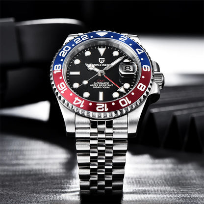 PAGANI DESIGN 2026 40MM Luxury Men GMT Automatic Machinery Watch Ceramic Bezel Jubilee Strap Sapphire Waterproof Watches for men