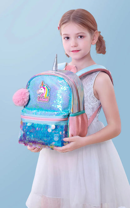 Sunveno Children's Backpack for Girls Pre-School Bag for Kindergarten Elementary - Reversible Sequin,Unicorn ,Lightweight Gift
