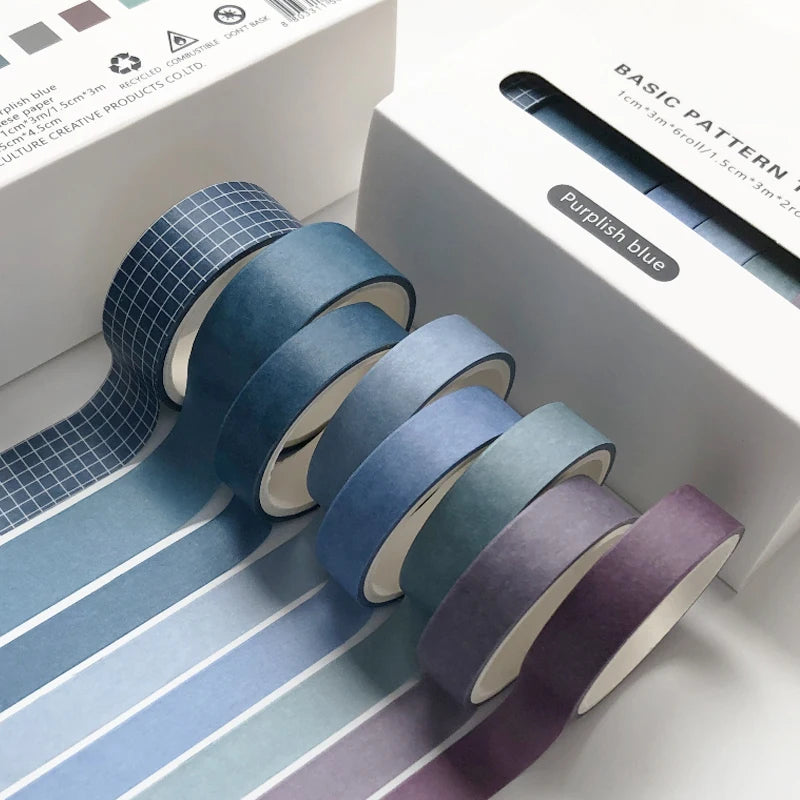 JIANWU 8pcs/set Retro Solid Color Basic Decoration Washi Tape Set DIY Scrapbook Cute Sticker Kawaii Masking Tape School Supplies