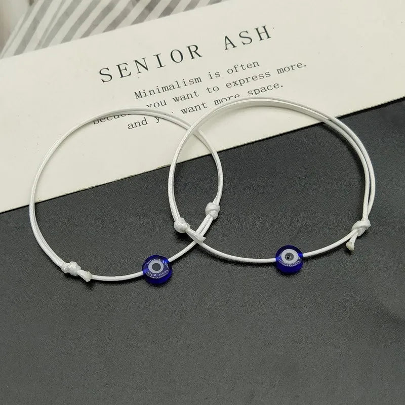 2 pcs Adjustable Lucky Black Red String Bracelets Flat Blue Evil Eye Woven Men Lucky Bracelet Women Femme New Fashion Jewelry