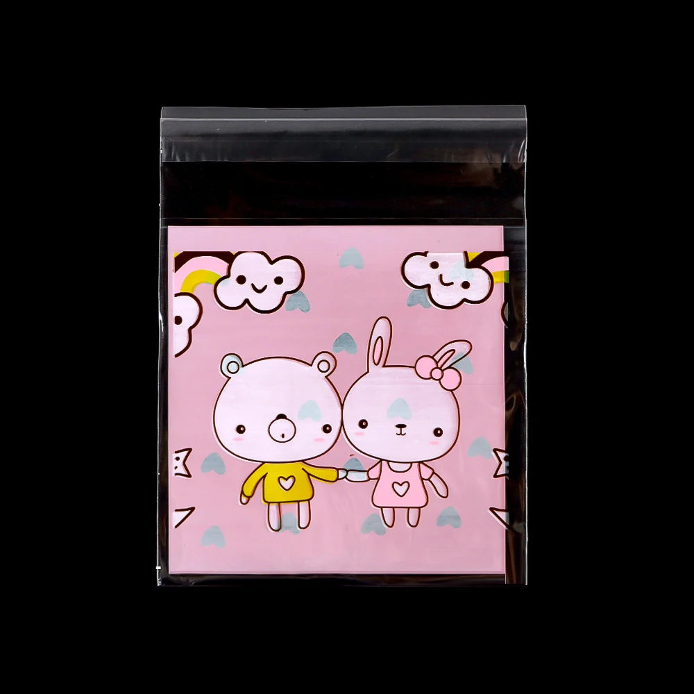 50/100 pcs 10x13cm Opp Self-Stick Transparent Packing Bear Owl Cookie Candy Wedding Birthday Christmas Party Gift Bag Wholesale