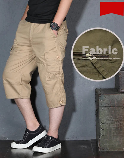 MRMT 2026 Brand Mens Capri Pants with Multiple Pockets Cargo Pants Casual Middle-aged Men Shorts Pant for Male Man Cropped Pants