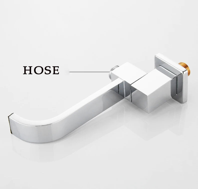 BECOLA Wall Mounted Faucet Spout Square and Round Brass Chrome/Black Spouts Waterfall Shower Faucet Accessories
