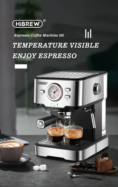 HiBREW Coffee Machine Cafetera 20 Bar Espresso Inox Semi Automatic Expresso Cappuccino Hot Water Steam Temperature Display H5