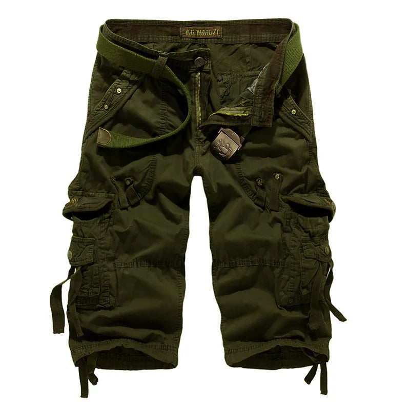 2025 Summer New High Quality Cargo Shorts Men Casual Workout Military Men's Shorts Multi Pocket Knee Length Short Pants