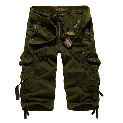 2025 Summer New High Quality Cargo Shorts Men Casual Workout Military Men's Shorts Multi Pocket Knee Length Short Pants