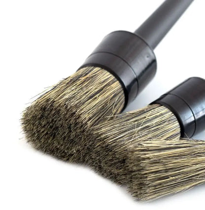 3Pcs Natural Boar Hair Car Detailing Brush Set Soft Bristle Car Cleaning Brush Kits Auto Tire Wheel Wash Exterior Accessories