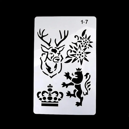 12 Design DIY Painting Template Wall Stencil Airbrush Scrapbook Coloring Embossing Album Diary Journal Drawing Copy Templates