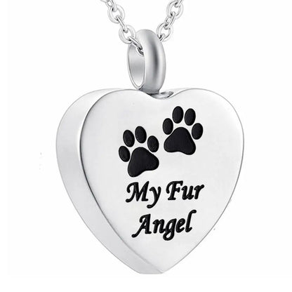 Stainless Steel Silver Cremation Jewelry Forever in My Heart Ashes Keepsake Urns Pendant Necklace for Women, 20 Inch Link Chain