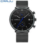 CRRJU Mens Watch Top Luxury Brand Men Stainless Steel WristWatch Men's Military waterproof Date Quartz watches relogio masculino
