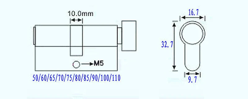 Door Cylinder 55 60 65 70 75 80 85 90mm Security Copper Lock Cylinder Interior Bedroom Living Handle Brass Key Locking 5 Keys