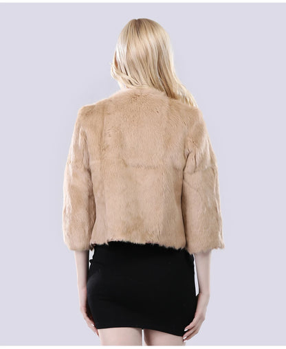 Hot Sale Girl Real Rabbit Fur Coat Women Real Rabbit Fur Jacket Genuine Real Rabbit Fur Outerwear Casual Short Real Fur Coats