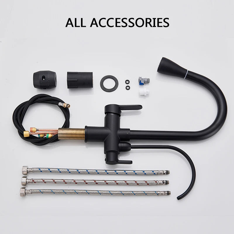 Rozin Purification Kitchen Faucets Black Pull Out Kitchen Water Filter Tap 3 Way Mixer torneira para cozinha de parede Crane