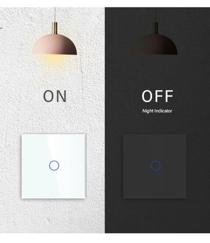 Bseed Touch Light Switch 1/2/3 Gang 1/2 Way Intermediate Stair Switch EU Power Sensor Switches Black White With Glass Panel