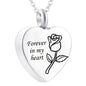 Stainless Steel Silver Cremation Jewelry Forever in My Heart Ashes Keepsake Urns Pendant Necklace for Women, 20 Inch Link Chain