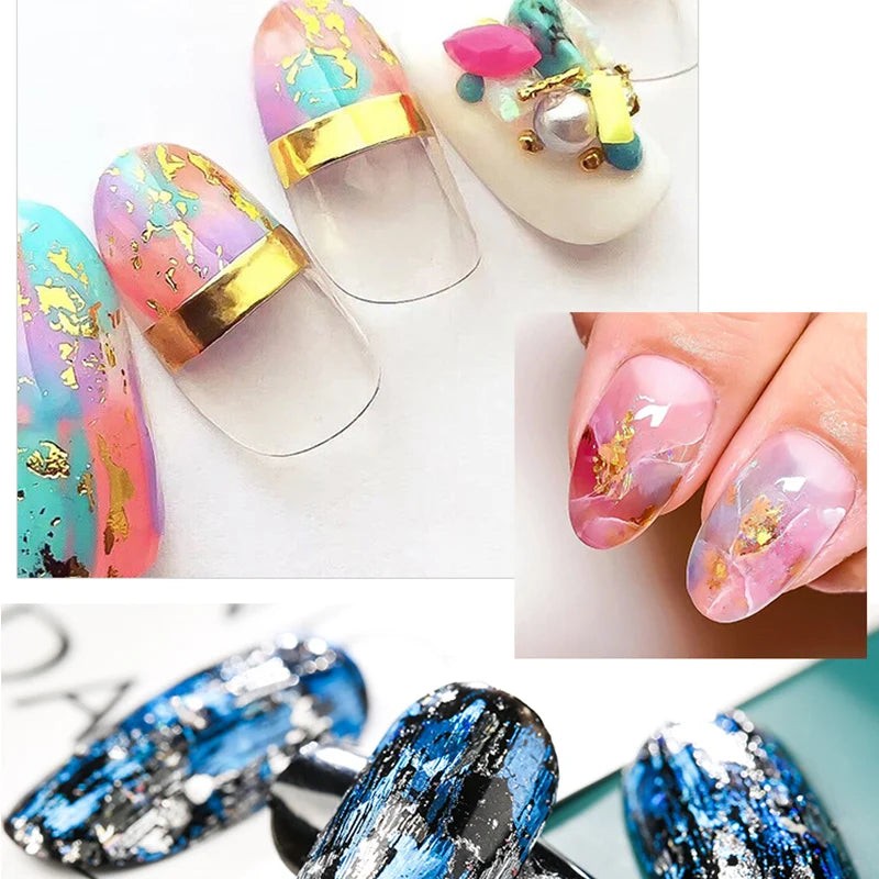 1 Box New Metal Nail Foils for Matt Transfer Paper Neon Stickers Champagne Nails Wraps Silver DIY Chameleon Nail Art Decorations