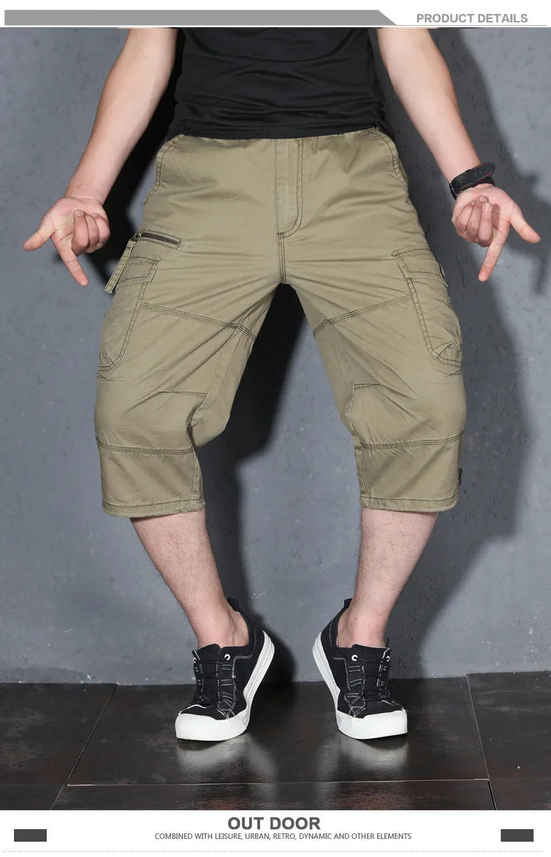 MRMT 2026 Brand Mens Capri Pants with Multiple Pockets Cargo Pants Casual Middle-aged Men Shorts Pant for Male Man Cropped Pants