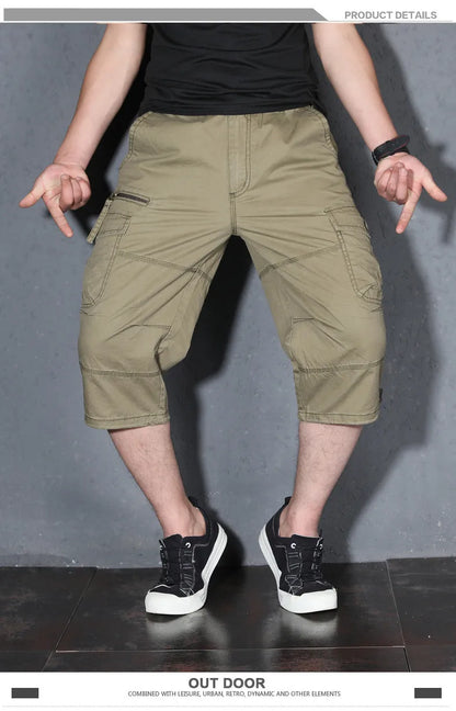 MRMT 2026 Brand Mens Capri Pants with Multiple Pockets Cargo Pants Casual Middle-aged Men Shorts Pant for Male Man Cropped Pants