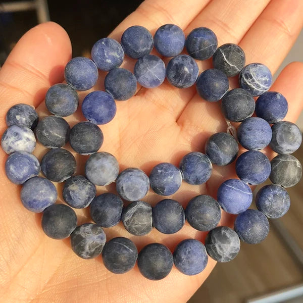 Natural Stone Beads Frost Dark Blue Cracked Dream Fire Dragon Veins Agates Beads For Jewelry Making DIY Bracelet 15‘’ 6/8/10mm