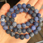 Natural Stone Beads Frost Dark Blue Cracked Dream Fire Dragon Veins Agates Beads For Jewelry Making DIY Bracelet 15‘’ 6/8/10mm