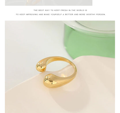 Yhpup Stainless Steel Geometric Open Ring Fashion Golden Metal Finger for Women Minimalist Statement Jewelry Party Gift