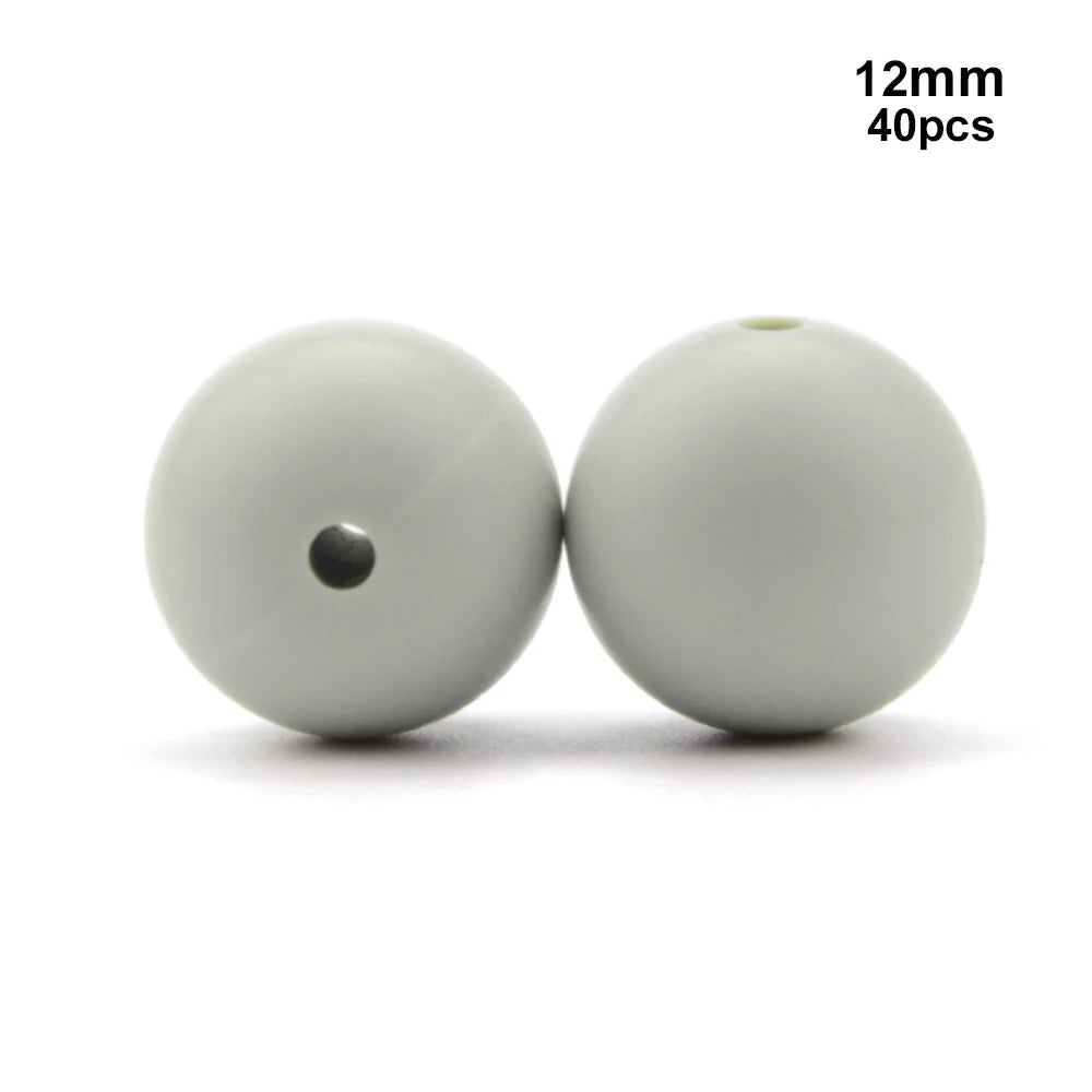 LOFCA 40pcs 12mm Silicone Beads Teething Chew Beads Food Grade Teether Necklace BPA Free Diy Jewelry Baby Teether Toy Pacifier