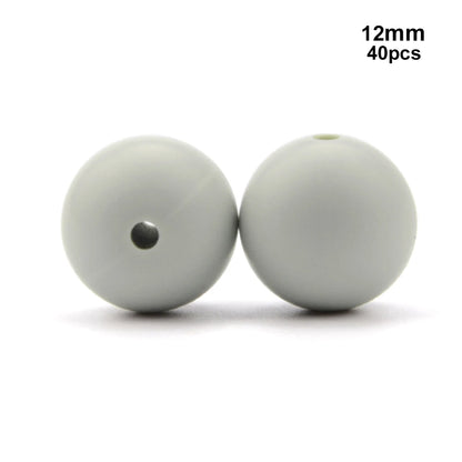 LOFCA 40pcs 12mm Silicone Beads Teething Chew Beads Food Grade Teether Necklace BPA Free Diy Jewelry Baby Teether Toy Pacifier
