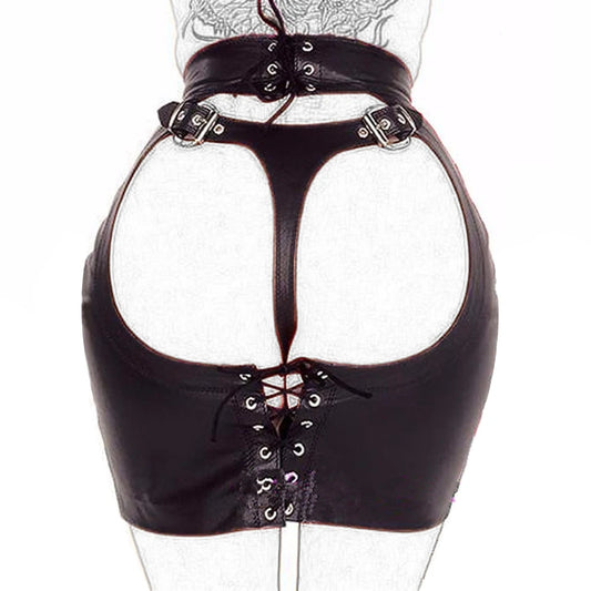 SM Products Adult Toys Black Leather Bondage Set Bdsm Sex Erotic Fetish Mini Dress Porn Skirt Adult Games  Exotic Accessories
