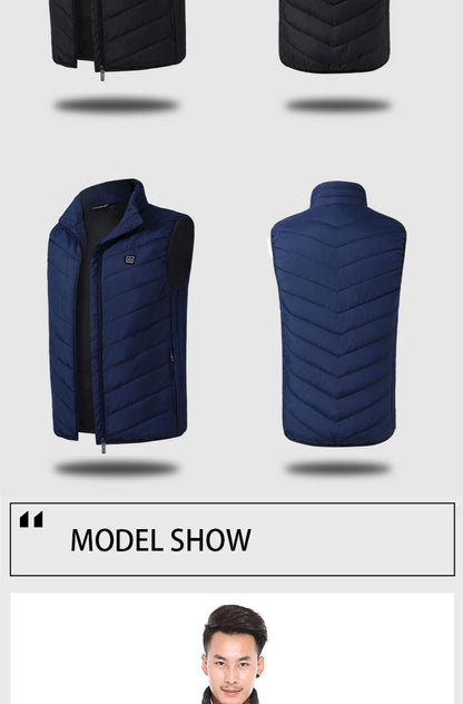 Men USB Infrared 17 Heating Areas Vest Jacket Men Winter Electric Heated Vest Waistcoat For Sports Hiking Oversized 5XL