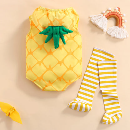 Ma&Baby 0-24M Pineapple Baby Romper Newborn Infant Boy Girl Jumpsuit Party Birthday Clothes With Leg Warmers Baby Costume