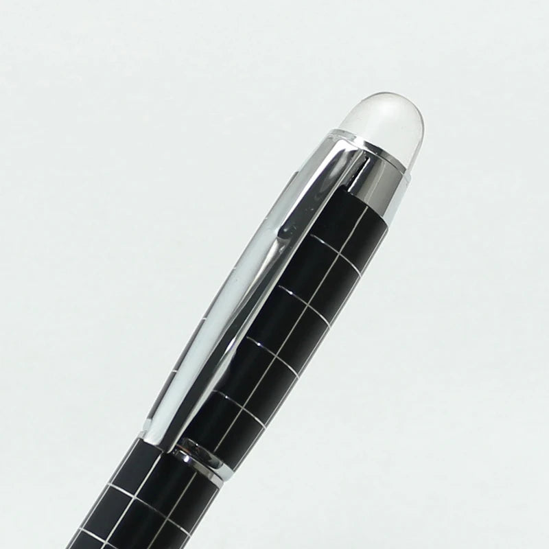 Baoer 79 Rollerball /Ballpoint Pen  Black Matte Silver Line Rotating Crystal Cover Office School Supplies Writing