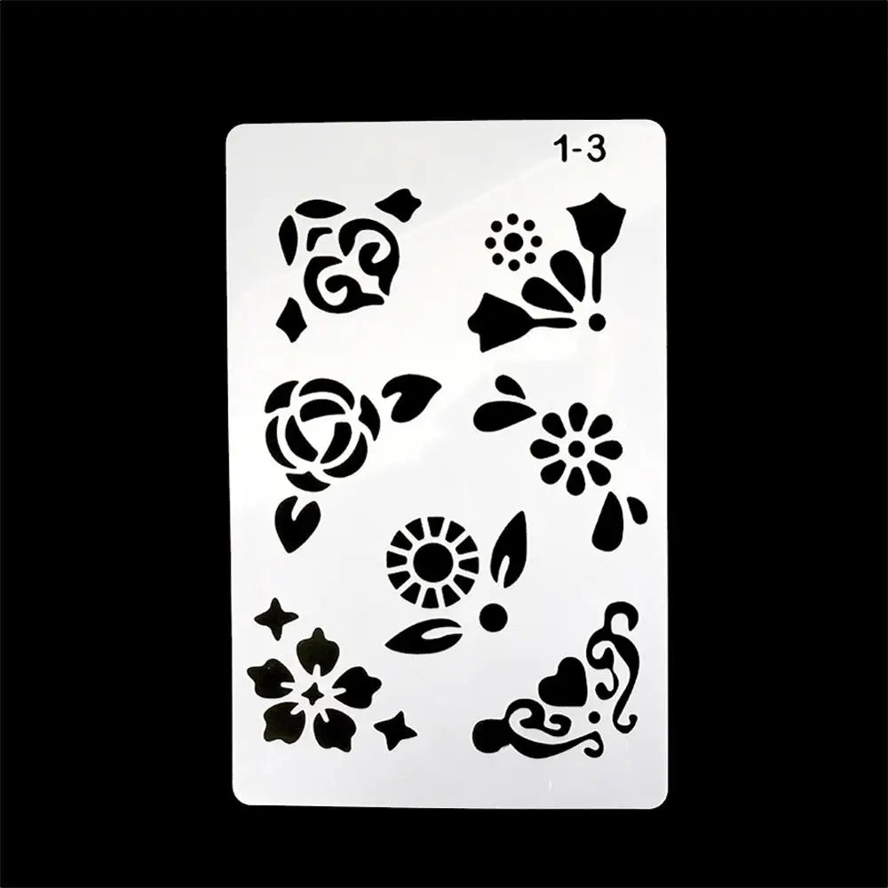 12 Design DIY Painting Template Wall Stencil Airbrush Scrapbook Coloring Embossing Album Diary Journal Drawing Copy Templates
