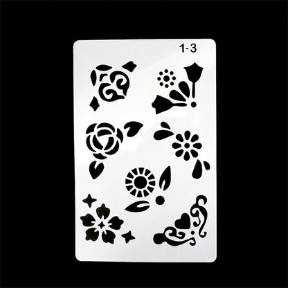 12 Design DIY Painting Template Wall Stencil Airbrush Scrapbook Coloring Embossing Album Diary Journal Drawing Copy Templates