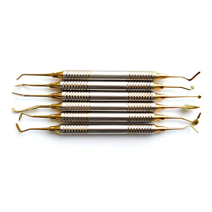 6pcs/set Dental Composite Resin Filling Spatula Titanium Plated Head Resin Filler Thick Handle Dentistry Instrument Material