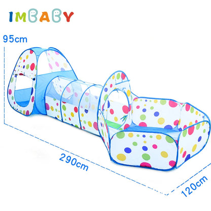 IMBABY 3 In 1 Children Balls Pool Toys Tent Crawling Tunnel Foldable Baby Ballon Playpen Kids Tent Ball Pit Baby Playground