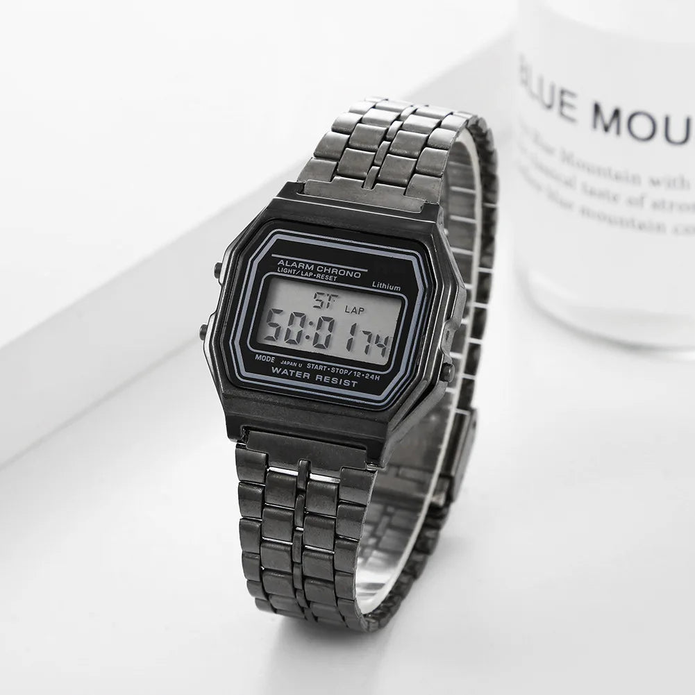 Women Men Unisex Watch Gold Silver Black Vintage LED Digital Sports Military Wristwatches Electronic Digital Present Gift Male