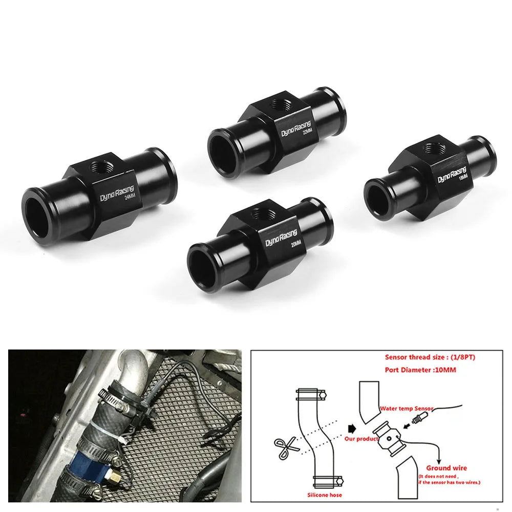 Dynoracing Water Temp Gauge Radiator Temperature Water Temp Joint Pipe Sensor 40mm 38mm 36mm 34mm 32mm 30mm 28mm Hose Adapter