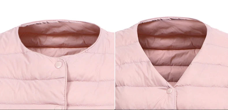 Ultra Thin Down Jacket Women Pink Womens Lightweight Down Jackets Ultra Light White Coat Warm Short Jackets Women