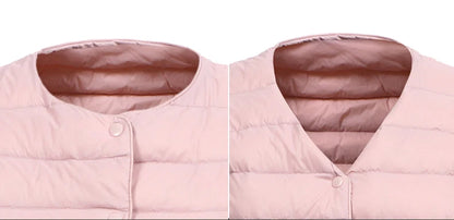 Ultra Thin Down Jacket Women Pink Womens Lightweight Down Jackets Ultra Light White Coat Warm Short Jackets Women