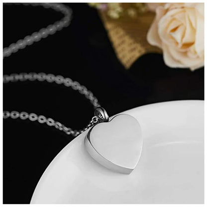 Stainless Steel Silver Cremation Jewelry Forever in My Heart Ashes Keepsake Urns Pendant Necklace for Women, 20 Inch Link Chain