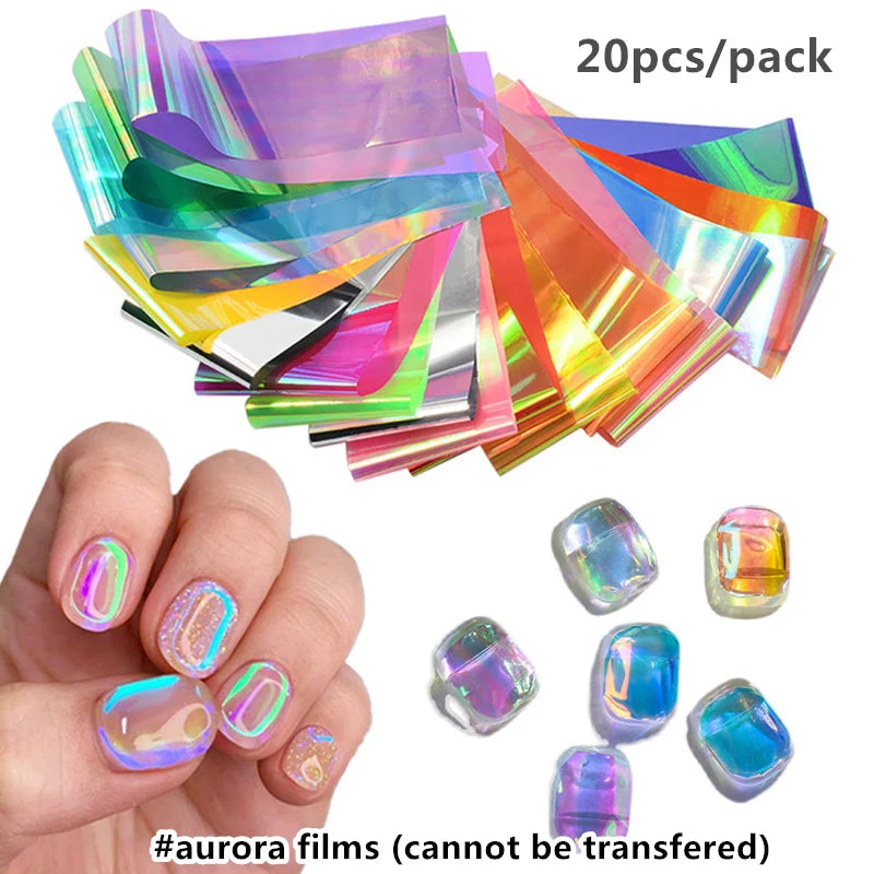 20 Rolls Halloween Nail Foils Gradient Transfer Paper Christmas Nail Art Stickers Stripe Floral Manicure Decals Nails Decoration