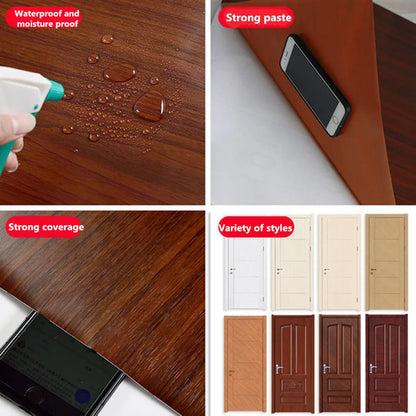 90x210cm/30X500cm Grey Wood Grain Wallpaper On The Door Adhesive  Furniture Refurbish Sticker Home Decor Wall Decal Door Sticker