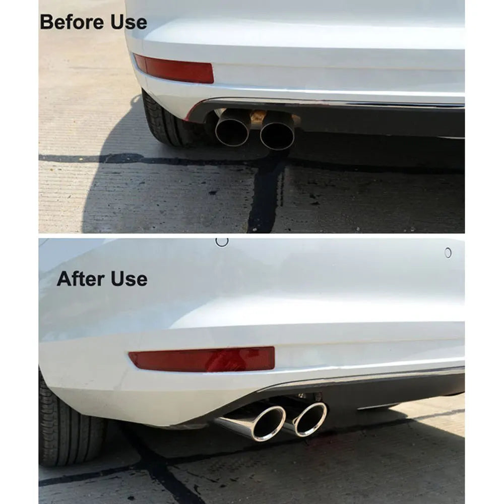 DSYCAR 1Pair Chrome Plating Stainless Steel Car Exhaust Muffler Tip Pipes Covers, Universal Car Accessories