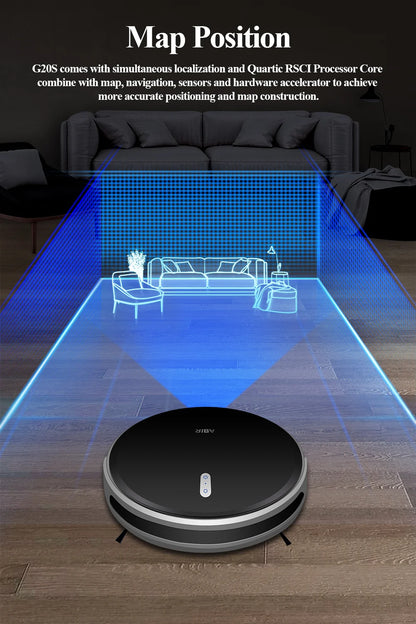 ABIR G20S Robot Vacuum Cleaner,Map Memory,6000Pa Suction,Remote Upgrade, Electric Wet Mop,WIFI APP Smart Floor Washing for Home